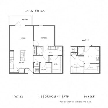 Rendering of the Stag`s Leap 7A7.12 floor plan with 1 bedroom[s] and 1 bathroom[s] at Thousand Oaks